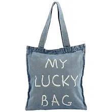 Купить Сумка-шоппер джинсовая на молнии My lucky bag (40*33см) (светло-синий) — Фото №1
