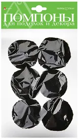 Купить Набор для творчества HOBBY TIME, Помпоны пушистые Черные, 50мм, 6шт — Фото №1