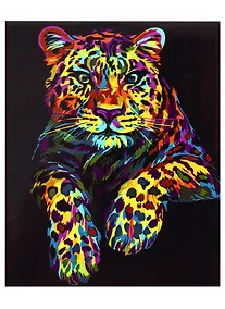 Купить Набор для творчества Рыжий кот Холст с красками 30х40см по номерам. (16 цв.) Яркий леопард Х-6808 — Фото №1