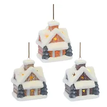 Купить Украшение новогоднее Домик с подсветкой, 3 варианта (фарфор) (7х5х8) — Фото №1