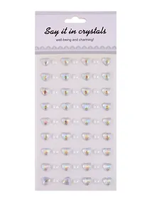 Купить Стразы сердца+полубусины белые — Фото №1