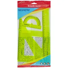 Купить Набор геометрический большой "Neon" (треуг.2шт.,лин.30,тр-р 180 гр.), ERICH KRAUSE — Фото №1