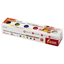 Купить Краски акриловые по ткани Перламутровые Остров Сокровищ, 6 цветов по 25 мл — Фото №1