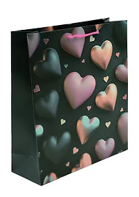 Купить Пакет А4 32*26*10 "Сердца на черном. Basic" жен., бум.мат.ламинат — Фото №1
