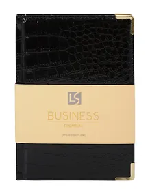 Купить Ежедневник дат. 2026г. А5 176л "Business Premium. Grand croco" черный, 7Б, иск.кожа, обл.поролон, тв.переплет, мет.уголки, тонир.блок, зол.торец, справ.мат-лы, 2 ляссе, инд.уп — Фото №1