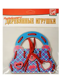 Купить Шнуровка сумочка Клетчатый узор (Д500а) (сумочка+замочек+сердечко+шнурок) (3+) (упаковка) — Фото №1