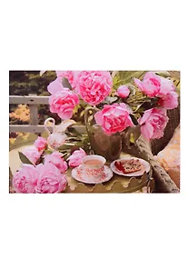 Купить Алмазная мозаика  (класс) 30х40см, с подр., с полн. заполн. (30цв.) Пышные розовые цветы (Арт. FC005) — Фото №1
