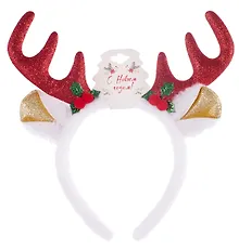 Купить Ободок новогодний Рожки с ушками (белый) (текстиль) (12-6142-HNY14) — Фото №1