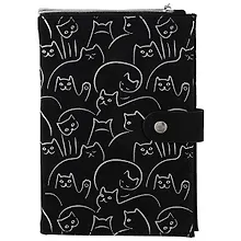 Купить Ежедневник-органайзер недат. А6+ 80л 124*174 "Велюр" черный, мягкий переплет, на кнопке, карманы, офсет, ляссе — Фото №1