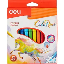 Купить Фломастеры Deli, Color Run, 12 цветов — Фото №1