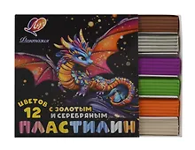 Купить Пластилин 12цв 230гр "Фантазия" (золото и серебро) к/к., стек, Луч — Фото №1