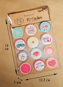 Купить Стикеры 3D круглые, 12шт (D26001057A) — Фото №1