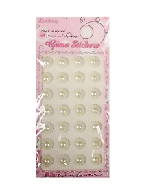 Купить Наклейки цветки-полубусины, 28 шт, 1.2 см, молочные — Фото №1