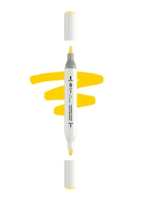 Купить Маркер акриловый "Сонет" жёлтый, двусторонний, перо кисть/пуля — Фото №1