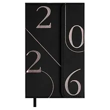 Купить Еженедельник дат. 2026г. 64л 95х155 мм "Кассандра" черный, кожзам, тв.переплет, тисн. фольгой, офсет, справ.мат-лы, магнит.клапан, ляссе, инд.уп — Фото №1