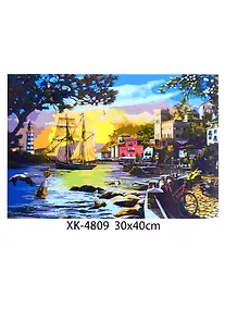 Купить Холст с красками "Морской пейзаж на закате", 30х40 — Фото №1