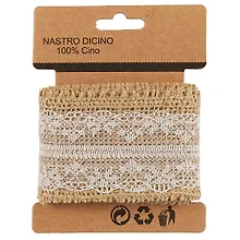 Купить Тесьма джут с двойным кружевом, 5 см х 1 м — Фото №1