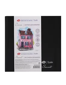 Купить Скетчбук для маркеров 20*20 40л "Сонет" черный, жестк.обложка с резинкой, двухсторон.бумага, 220г/м2 — Фото №1