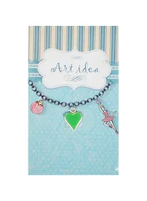 Купить Кулон серебристого цвета Сердечки микс цветов (QA-535) (1,5см) — Фото №1