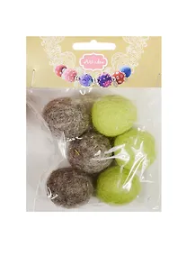 Купить Набор бусин валяных из шерсти (3 см) (6 шт) (тем.-сер., салат.) (14-00941-J17) — Фото №1