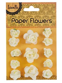 Купить Набор для творчества. Цветы "Paper Flower", 3 больших + 10 маленьких, молочные и белые — Фото №1