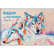 Купить Альбом для рисования Listoff, "Красочные волки", А4, 40 листов, на скрепке — Фото №1