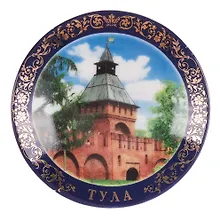 Купить Магнит-тарелка D7 "Тула Башня Пятницких ворот" фарфорный с подставкой (026-7-56-4) — Фото №1