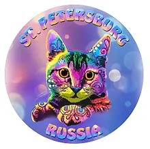 Купить Наклейка круглая 8 см СПБ.Кот в стиле поп-арт — Фото №1