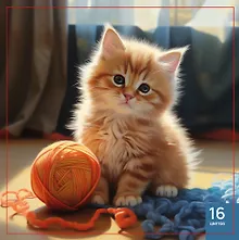 Купить Картина по номерам на холсте с подрамником "Котенок рыжий с клубком", 30х30см, Art idea, 14+ — Фото №1