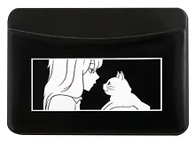 Купить Чехол для карточек горизонтальный Аниме ч/б Девушка с котиком (ДКГ2024-145) — Фото №1