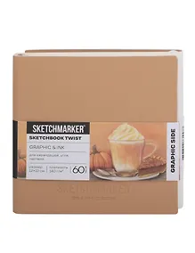 Купить Скетчбук 12*12 60 л "Sketchmarker" Graphic&Ink белый, 140г/м2, кремовая бумага + 40 л бежевый, 200г/м2, белый офсет,  мягк. обл. — Фото №1