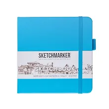 Купить Скетчбук 12*12 80л "Sketchmarker" синий неон, 140г/м2, слоновая кость, тв.обл. — Фото №1