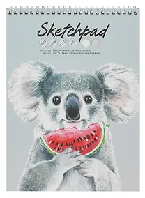 Купить Скетчбук А4 40л "Коала с арбузом" белый офсет, 80г/м2, тв.обложка, спираль — Фото №1
