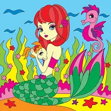 Купить Набор ТМ Рыжий кот Холст с красками 15х15см КРАСИВАЯ РУСАЛКА (Арт. Х-9369) — Фото №1