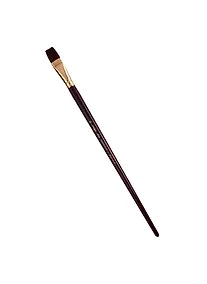 Купить Кисть художественная Вернисаж, синтетика бордовая, плоская, длинная ручка №18, Гамма — Фото №1