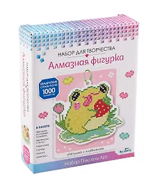 Купить Алмазная фигурка с магнитом и ленточкой "Лягушка с клубникой" — Фото №1