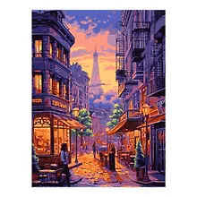 Купить Картина по номерам на картоне 28,5*38 см "Вечерний город" — Фото №1