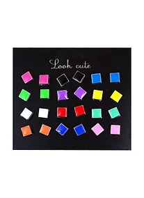 Купить Бижутерия Пусеты в наборе, 12 пар Квадратные в металле (упаковка) — Фото №1