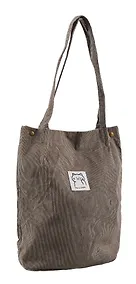 Купить Сумка-шоппер с кнопкой серая (вельвет) (33х31) Bookvalno — Фото №1