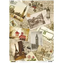 Купить Рисовая бумага для декупажа Путешествие по Европе 28,2х38,4см. CP04242 — Фото №1