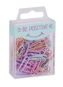 Купить Скрепки 25мм 70шт "Be positive" винил, пастельн., круглые, пласт.подвес — Фото №1
