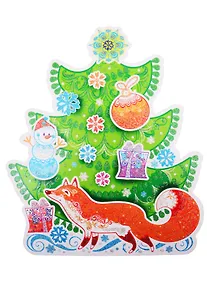 Купить Плакат вырубной А4 "Новогодний сюжет с лисичкой" — Фото №1