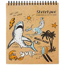 Купить Скетчбук 168*195 40л "Акула" крафт бумага 80г/м2, карт.обл., тв.подложка, гребень — Фото №1