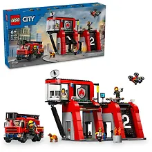 Купить LEGO City: Пожарная станция с пожарной машиной, 843 детали (60414) — Фото №1