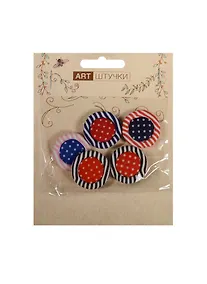 Купить Декоративные полубусины на металле в ткани, 2.5 см, 5 шт в пакете с подвесом круглые с каймой — Фото №1