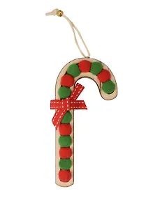 Купить Новогоднее подвесное украшение Карамельная трость (красно-зеленая) (дерево, полиэстер) (14,5х7) — Фото №1
