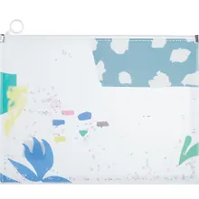 Купить Папка на молнии А4 "Leaves and flowers" пластик, с расширением, сыпуч.блестки, ассорти — Фото №1