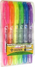 Купить Текстовыделители 6 цветов, 4 мм, блистер, Crown — Фото №1