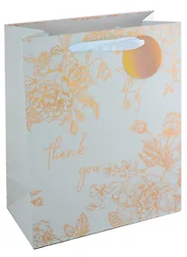 Купить Пакет А4 26*32*12,5 "Thank you" жен., бум., тиснение золот.фольгой, тег — Фото №1