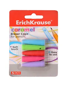 Купить Ластик/Стирательная резинка - колпачок Erich Krause, CARAMEL Набор 5шт, для карандашей — Фото №1